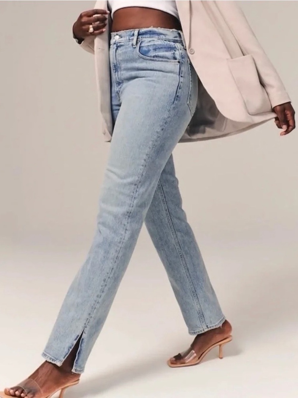 Abercrombie & Fitch Womens 90s Straight Ultra High Rise Ankle Slit Jeans Size 29